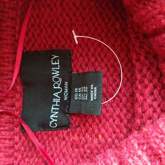 Women's Cynthia Rowley red cowl neck sweater size 1X - Picture 4 of 9